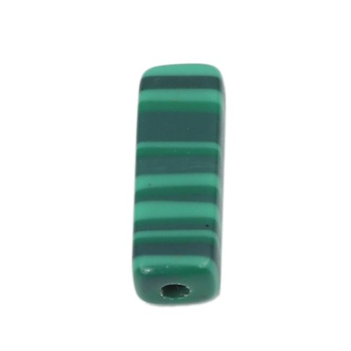 Perle imitation malachite rectangle vert 13 x 5mm | 11109