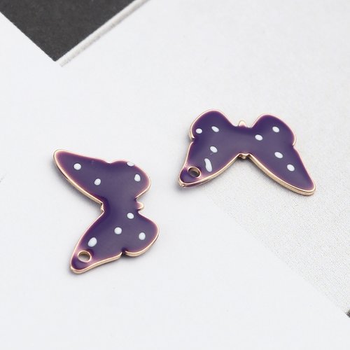 Breloque papillon sequin violet 15mm
