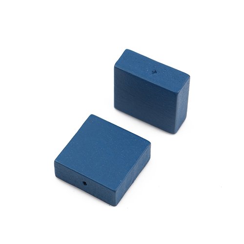 Perle en bois carré bleu 15 x 15mm - x2 | 11152