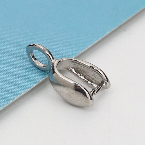 Fermoir pince bélière argent mat 12 x 7mm
