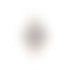 Connecteur rond blanc doré imitation perles à strass bleu clair 17 x 11mm | 11725