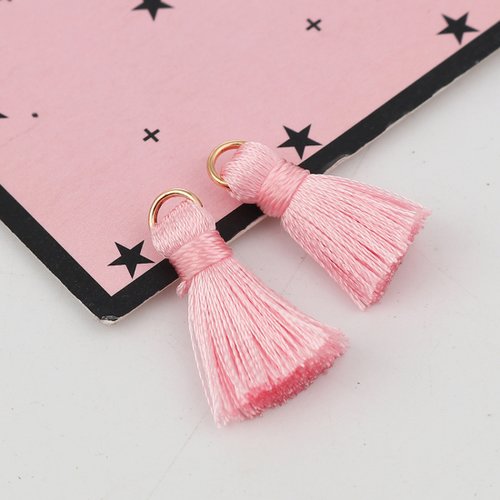 Breloque pompon doré rose clair 22 – 21mm long