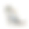 Breloque chat émail doré gris blanc 17 x 16 mm | 11793