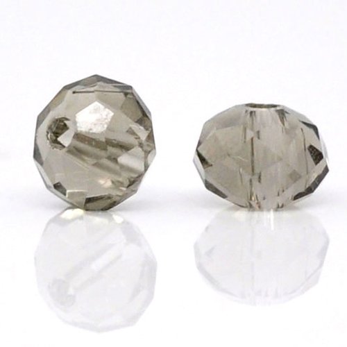 Perles cristal plat-ronde gris transparent à facettes 4mm - x20 | 11930