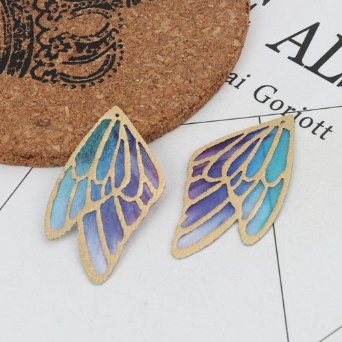 Pendentif aile de papillon multicolore 40 x 23mm