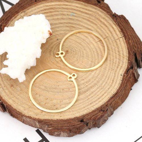 Breloque fine ronde doré 18k 28 x 25 mm