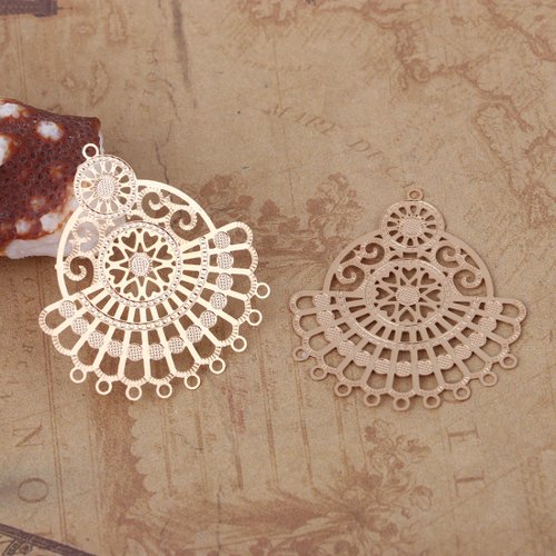 Connecteur lustre éventail doré fleurs 35 x 32mm