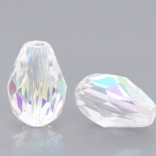 Perles cristal à facette goutte d'eau ab 11 x 8mm - x5 | 12347