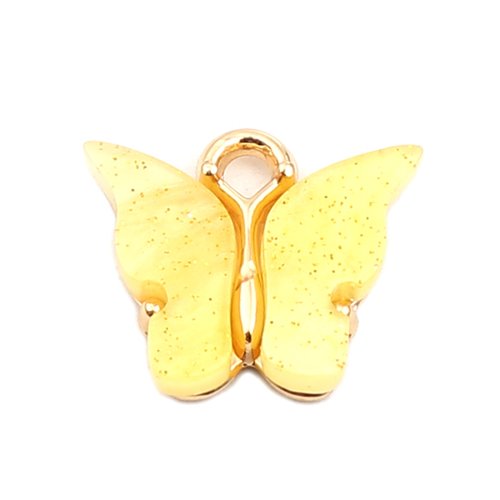 Breloque papillon doré jaune 15mm