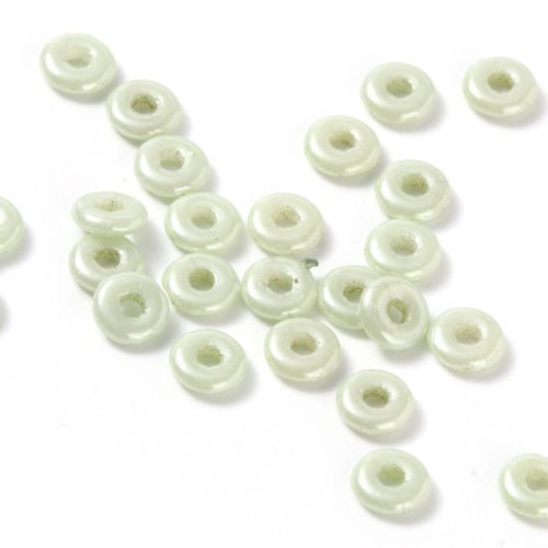 Perles plate en verre vert clair 4mm - x10