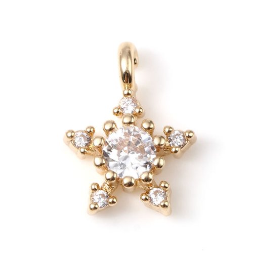 Breloque étoile doré strass 10mm