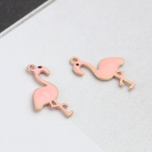 Breloque sequin flamant rose clair 14mm