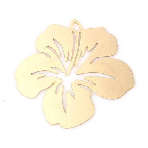 Breloques estampe fleur doré 21mm - x2