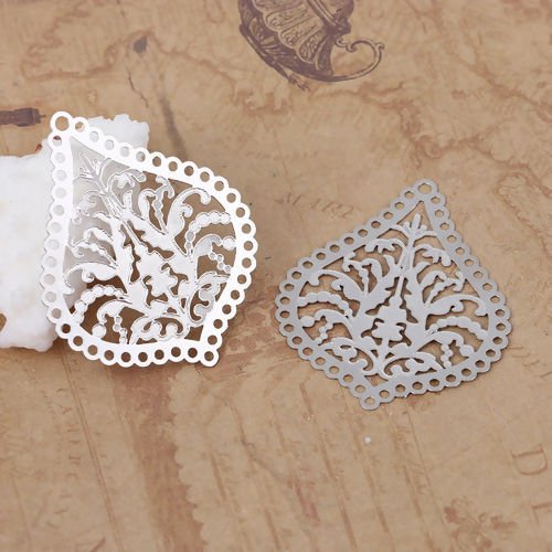 Connecteur lustre goutte d'eau argent mat 38 x 30mm