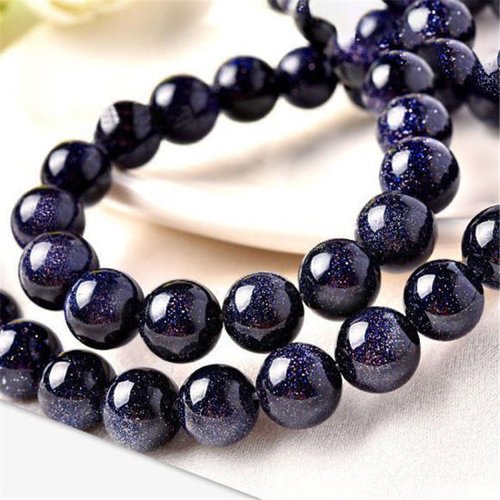 Perles en pierre rond bleu noir 4mm - x5 | 14344