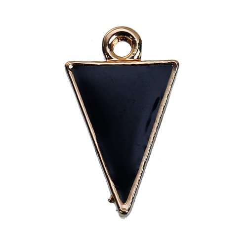 Breloque géométrique triangle émail doré noir 17 x 10mm | 14868