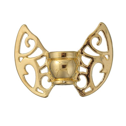 Perle papillon doré ailes gravé 30 x 22mm | 14875