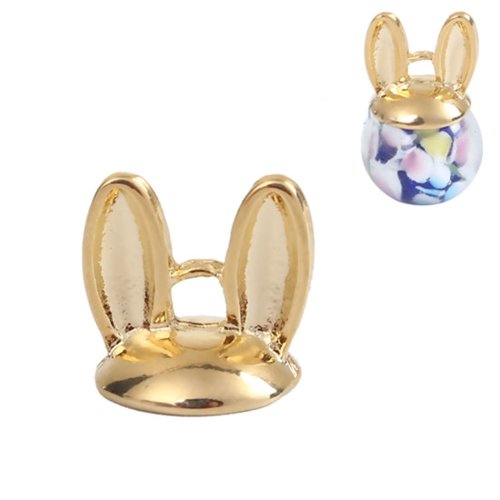 Coupelle oreilles de lapin doré (pour perle 16mm dia.) 12 x 11mm
