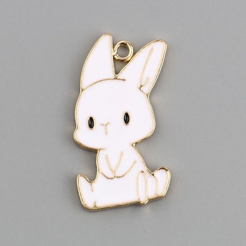 Pendentif lapin doré blanc 31mm
