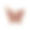 Breloque papillon doré strass rose 17mm