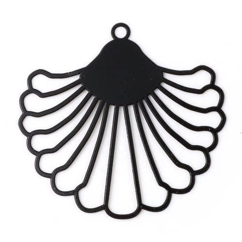 Pendentif estampe éventail noir 39mm