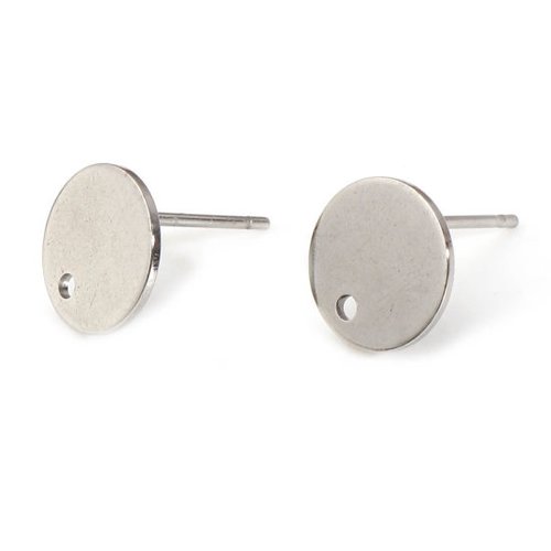 Boucles d'oreilles acier inoxydable argent mat 10mm - x2