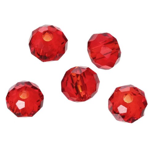 Perles en verre rond rouge à facettes 4 x 3mm - x10 | 15421