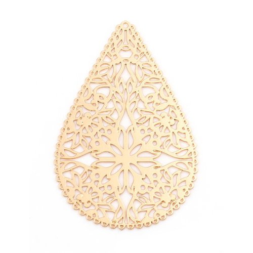 Pendentif estampe goutte d'eau doré 40 x 27mm