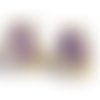 Boucles d'oreilles puces ovale violet doré 15 x 10mm - x2 | 15459