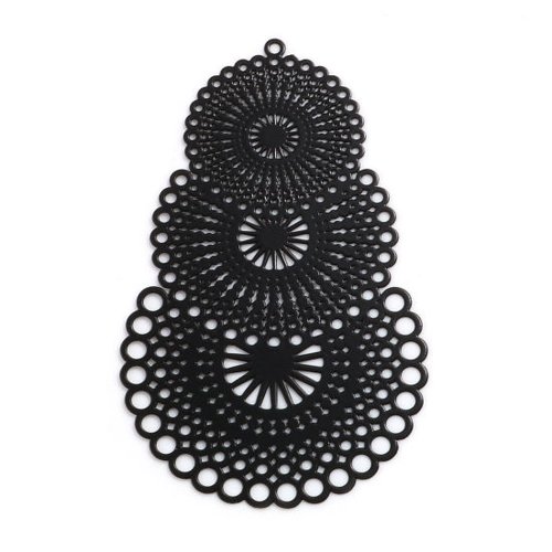 Pendentif estampe géométrique noir 57 x 36mm