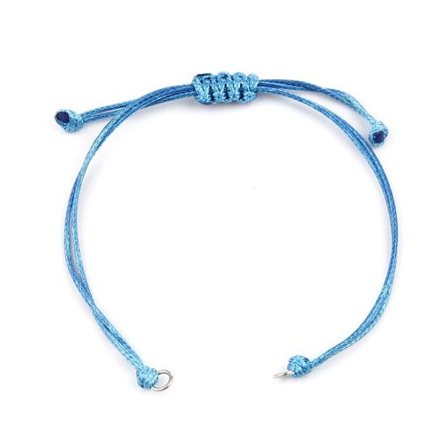 Bracelet réglable argent mat bleu clair 13.5cm