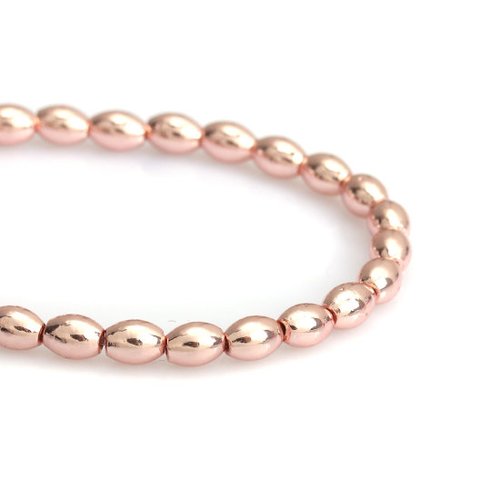 Perles hématite ovale or rose 6 x 4mm - x5
