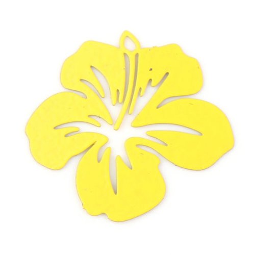 Breloque estampe fleur jaune 21 x 19mm - x2