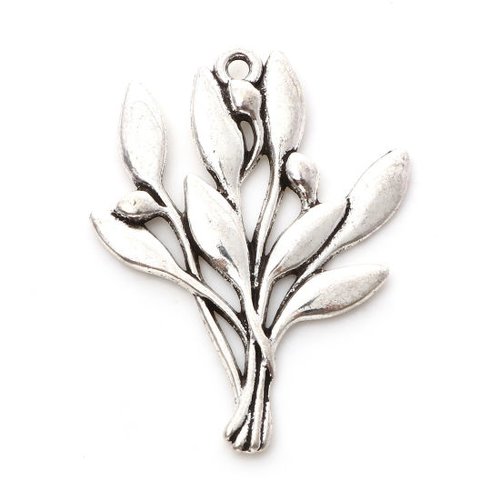 Pendentif branche d'olivier argent 40 x 30mm