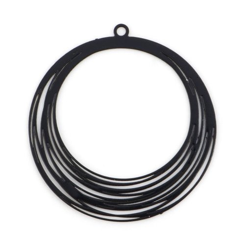 Pendentif estampe rond noir 32 x 30mm