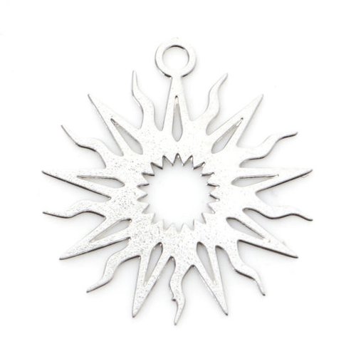 Breloque estampe soleil argent mat 16 x 15mm