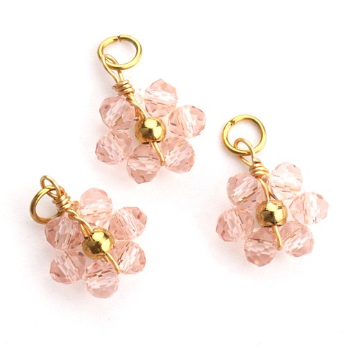 Breloque acier inoxydable fleur doré rose 10mm