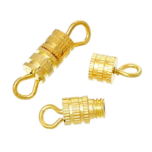 Fermoir à vis colonne doré 14 x 4mm