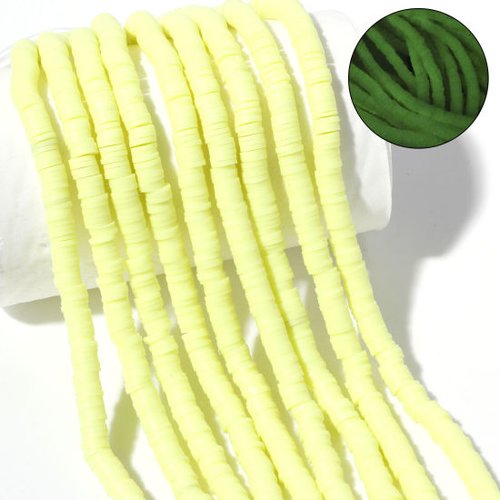 Perles heishi jaune fluorescent brille dans le noir 6mm - x50