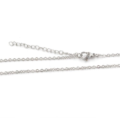 Collier en acier inoxydable maille 2mm forçat argent mat 40cm