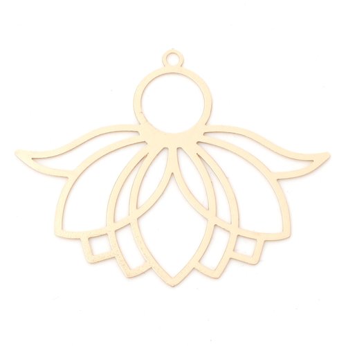 Pendentif estampe fleur de lotus doré 39 x 31mm