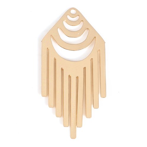 Pendentif estampe arc doré franges 38 x 18mm
