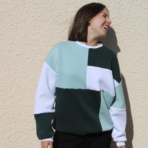 Sweat patchwork vert