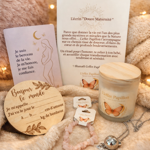 Coffret cadeau maternité - bijoux et bougie future maman