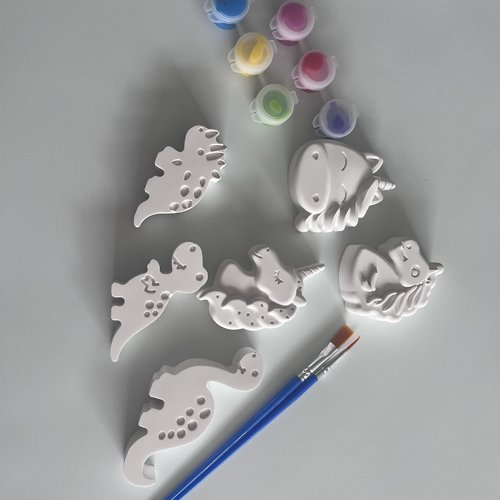 Kit créatif complet : duo licornes & dinosaures à peindre - céramique d'art (6 pièces)
