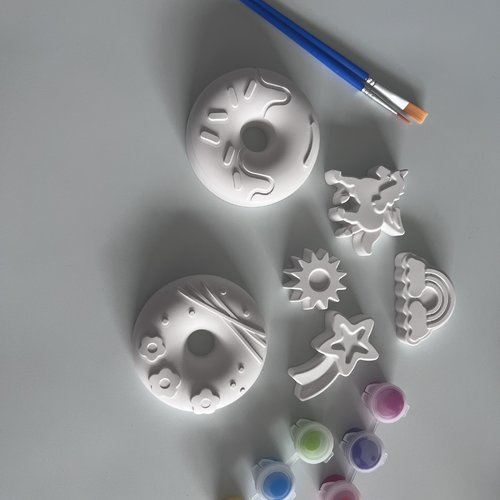 Kit créatif : donuts fleuris & magie féérique - céramique d'art haute qualité (6 pièces)