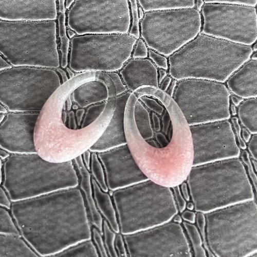 Duo de pampilles "aurore rose" – gouttes évidées en résine bicolore