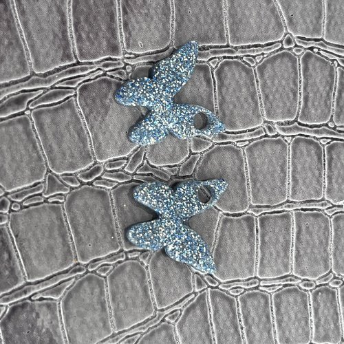 Duo de pampilles "papillon de nuit" – résine bleu foncée, paillettes or & argent