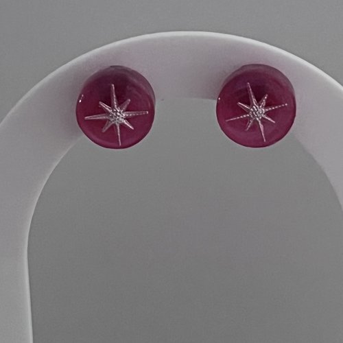 Trio de puces d'oreilles poétiques – plumes, étoiles & roses – résine uv & acier inoxydable 304
