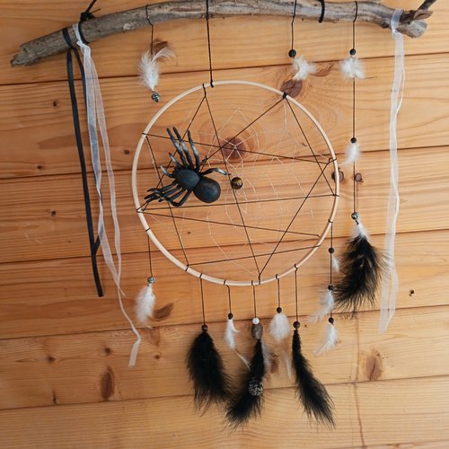 La reine de la toile — attrape-rêves d’halloween • araignée protectrice • décoration mystique et poétique